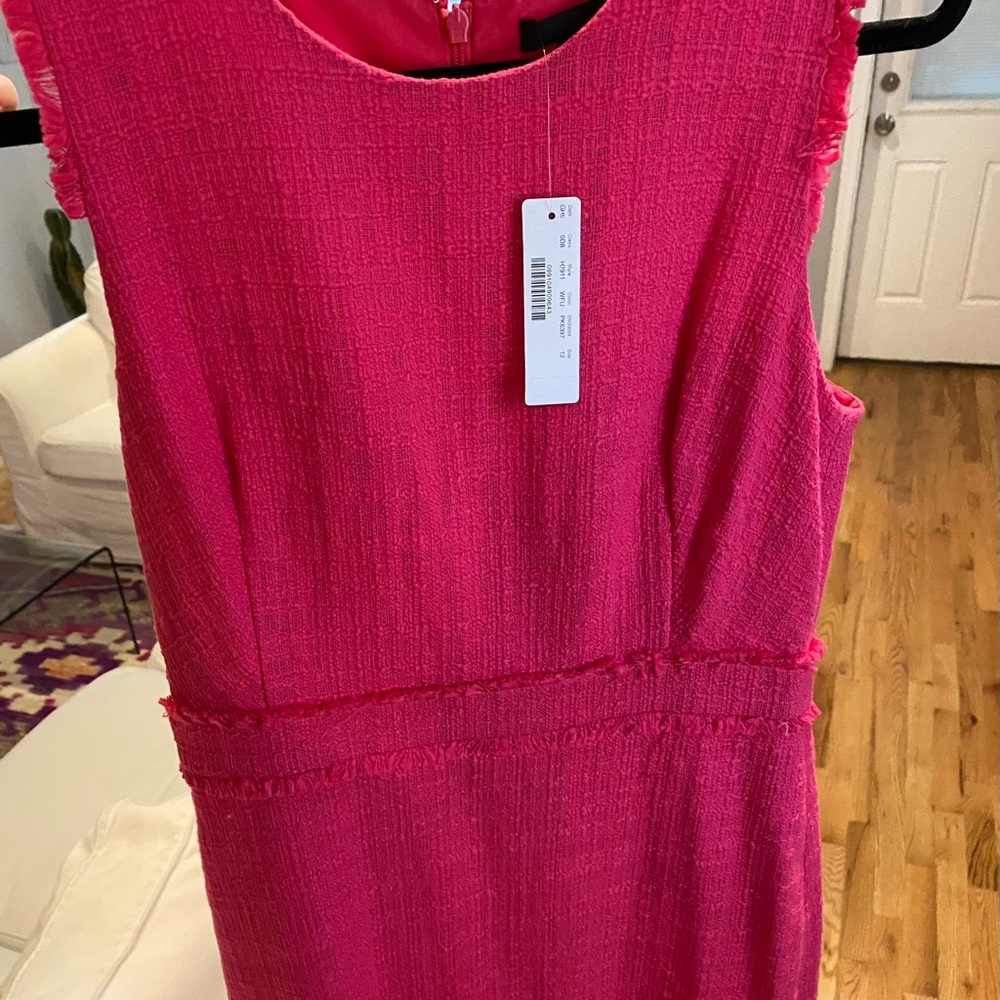 NWT-JCrew Tweed Sheath Dress in Hot Fuschia